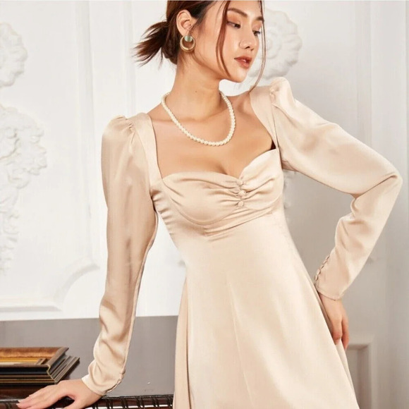 The Labera Cocktail Dress Womens Size Small Rose Gold Long Sleeve Party Summer - Picture 5 of 16